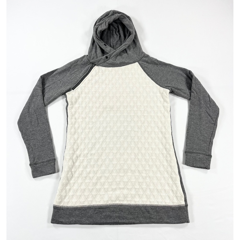 Maurices Tunic Sweatshirt Hooded Pullover Quilted Raglan Asymmetric Zipper XS